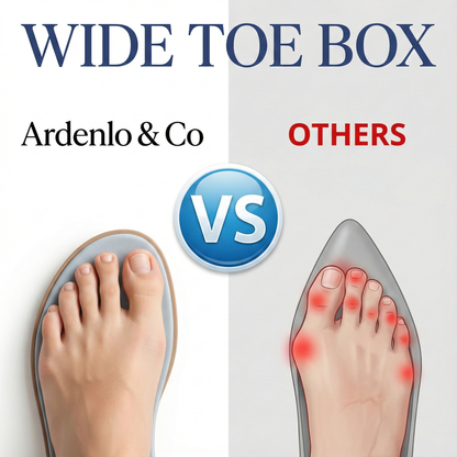 Comparison of Ardenlo & Co wide toe box shoes with 'Others' on a white background.